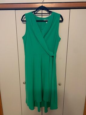 Emma & Michele Sleeveless Emerald Green High-Low Wrap Dress [size 12]
